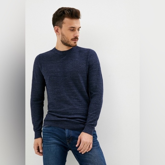 Selected Homme Buddy Crew Neck Sweater in Blue - Picture 1 of 13